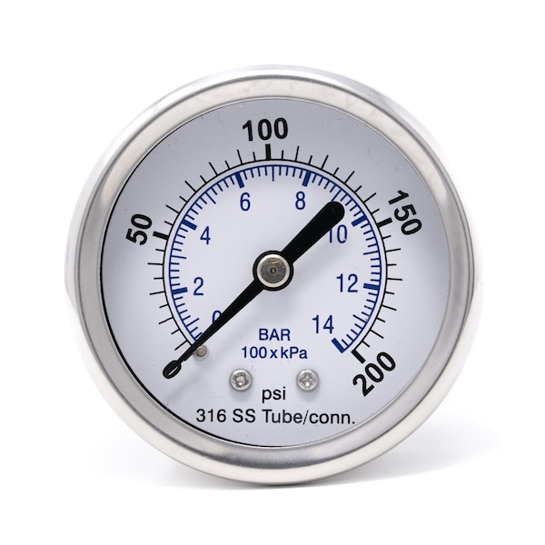 Pic Gauges 2 in Dial, 1/4 in NPT Male Center Back Location, Stainless Steel Case Material PRO-302D-204G-01 - main
